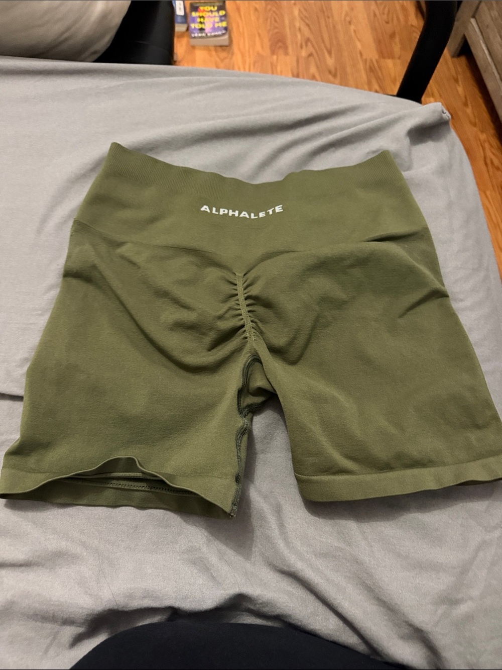 Alphalete Olive High-Waist Scrunch Bike Shorts